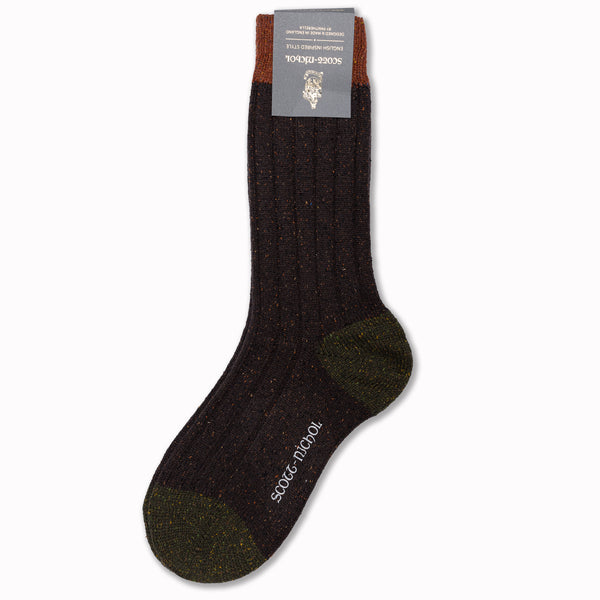 THORNHAM Socks in Dark Brown Fleck Merino Wool