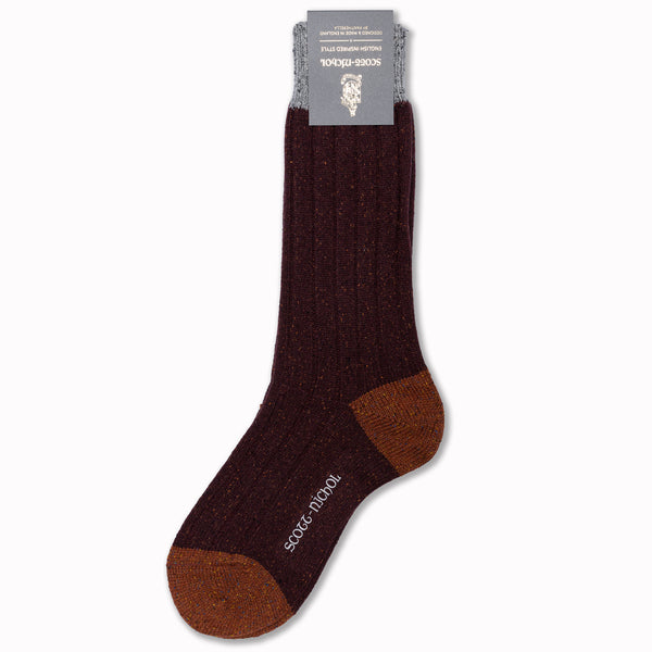 THORNHAM Socks in Maroon Fleck Merino Wool