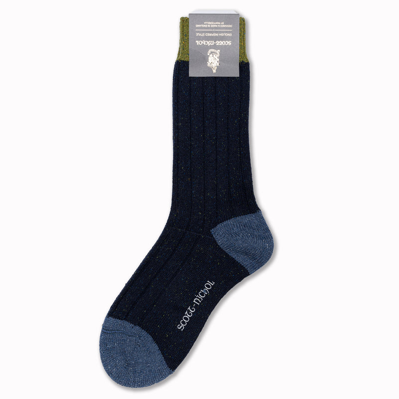 THORNHAM Socks in Navy Fleck Merino Wool