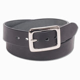 "Tochigi" Leather Belt With Nickel Plated Garrison Buckle in Black (IHB-08)