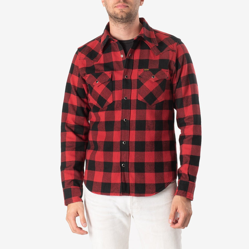 Ultra Heavy Flannel Western Shirt in Red/Black Buffalo Check (IHSH-232-RED)