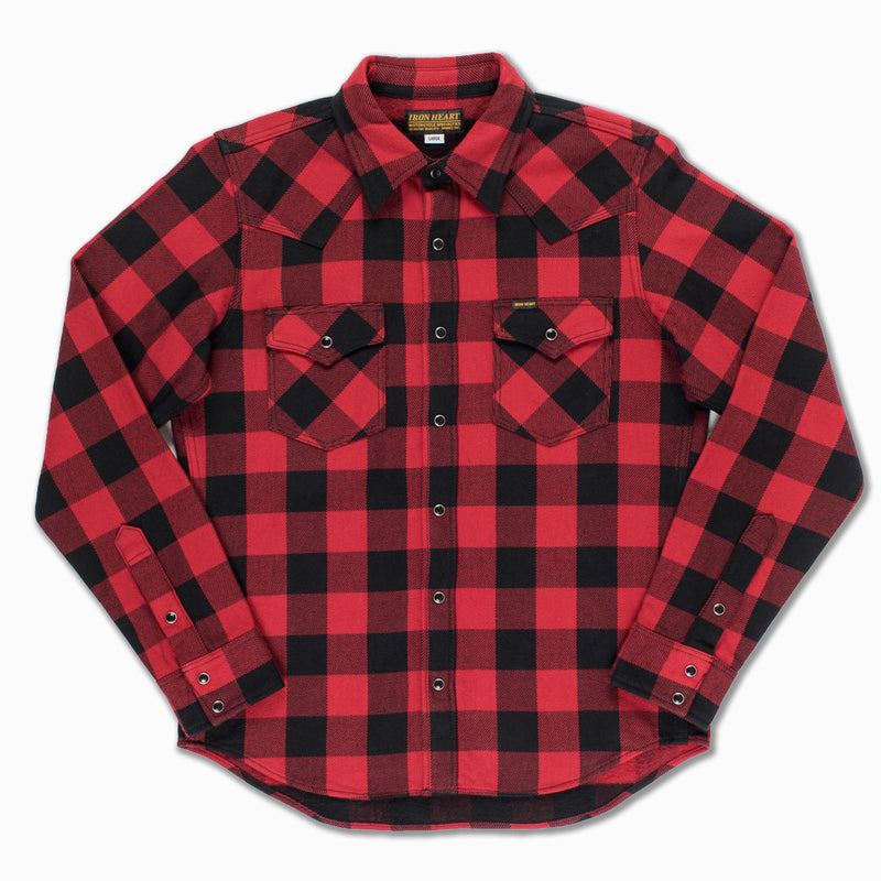 Ultra Heavy Flannel Western Shirt in Red/Black Buffalo Check (IHSH-232-RED)